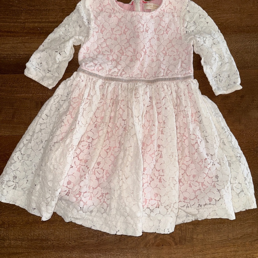 Boden Pink and White Lace Kids Dress
